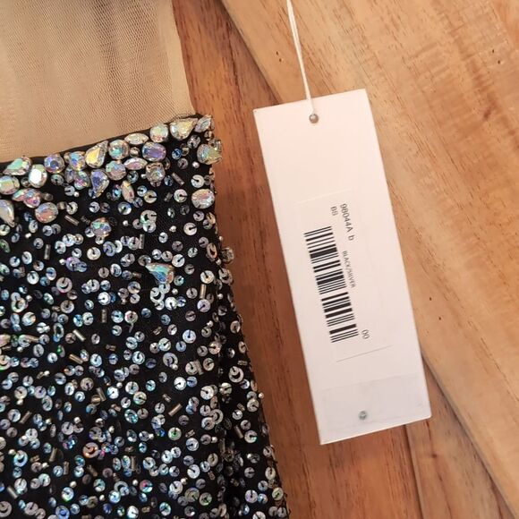 NWT Jovani Sleeveless Short Dress 98044, black/silver - Picture 4 of 11